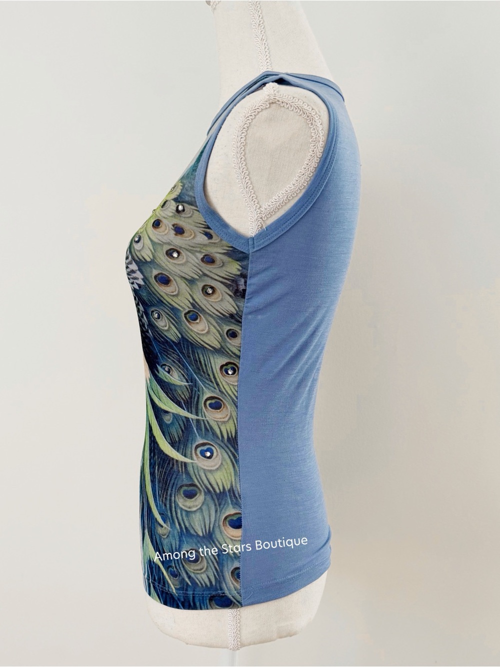 Extremely Rare Y2K Vintage Peacock Rhinestone Sleeveless Top ASO Lizzie McGuire - Picture 11 of 14